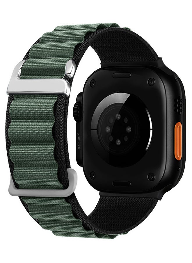 Replacement Band for Apple Watch Band 49mm 46mm 45mm 44mm - Alpine Loop Band for Women Men - Adjustable With Metal G-Hook Strap For iWatch Ultra Series SE 8/7/6/5/4/3/2/1 - Black/Green - Image 5