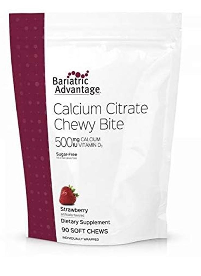 Bariatric Advantage - Calcium Citrate Chewy Bites 500mg with Vitamin D3 for Bariatric Surgery Patients Including Gastric Bypass and Sleeve Gastrectomy, Sugar Free - Strawberry Flavor, 90 Count - Image 1