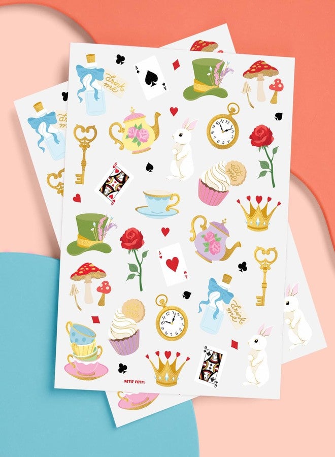 xo, Fetti Whimsical Tea Party Temporary Tattoos - 52 Gold Foil Pcs | Fairytale Birthday Accessory, Wonderland Bachelorette Party Favor, Storybook Kids Activity - Image 2