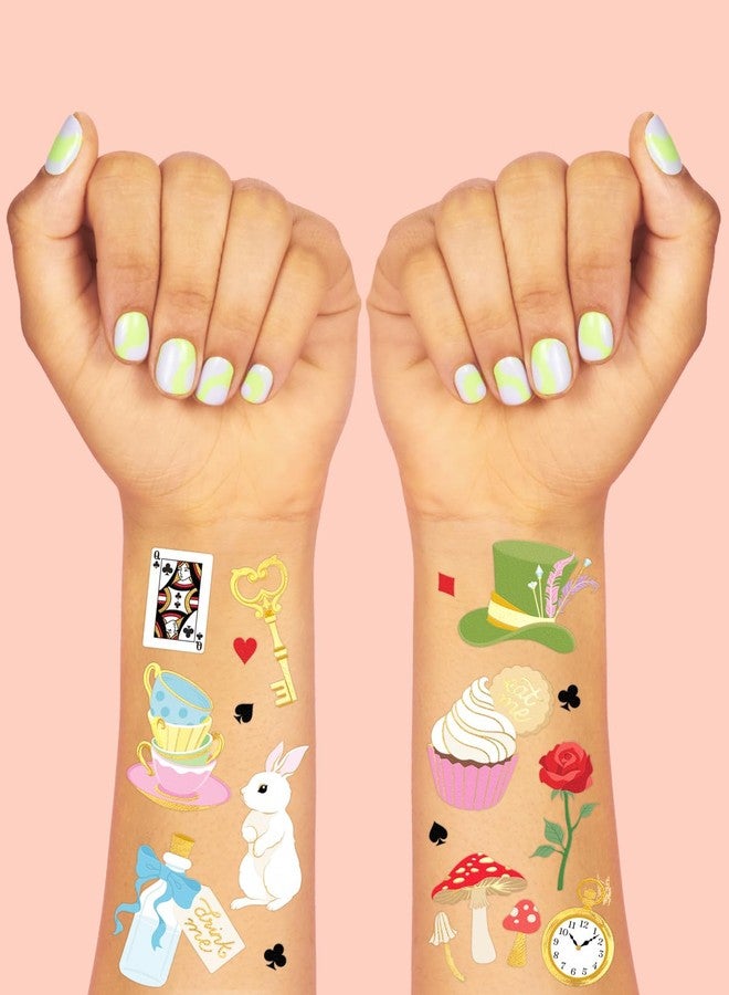 xo, Fetti Whimsical Tea Party Temporary Tattoos - 52 Gold Foil Pcs | Fairytale Birthday Accessory, Wonderland Bachelorette Party Favor, Storybook Kids Activity - Image 3