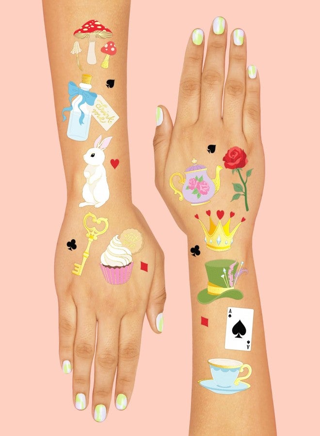 xo, Fetti Whimsical Tea Party Temporary Tattoos - 52 Gold Foil Pcs | Fairytale Birthday Accessory, Wonderland Bachelorette Party Favor, Storybook Kids Activity - Image 4