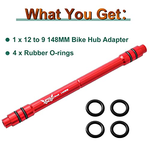 MUQZI Bicycle QR Adapter 12 to 9mm Front Wheel Hub Adapter 148mm Thru Axle Hub Quick Release for Mountain Road Bike, Red - Image 3