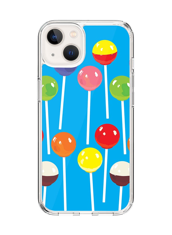 Classic Clear Case for Apple iPhone 14 Plus Case Hybrid Soft Cover Flexible Edges Anti Drop TPU PC Gel Thin Transparent Cover - Lollipop Loops Full Print