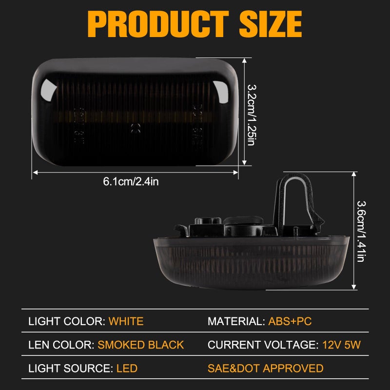 Gempro White LED Dually Fender Side Marker Lights for 2015-2023 Chevy Silverado GMC Sierra 2500 3500 Dual Rear Wheel Bed Marker Lamps, Smoked Len 4PCS - Image 5