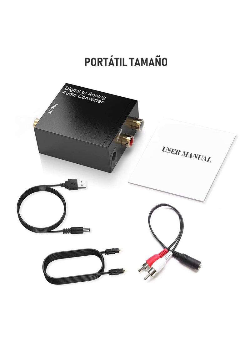 Generic - Digital to Analog Audio Converter SPDIF Optical to Stereo Audio L/R and 3.5mm Jack Box with 3.3ft Toslink Cable for DVD Home Cinema Systems Apple TV - Image 1