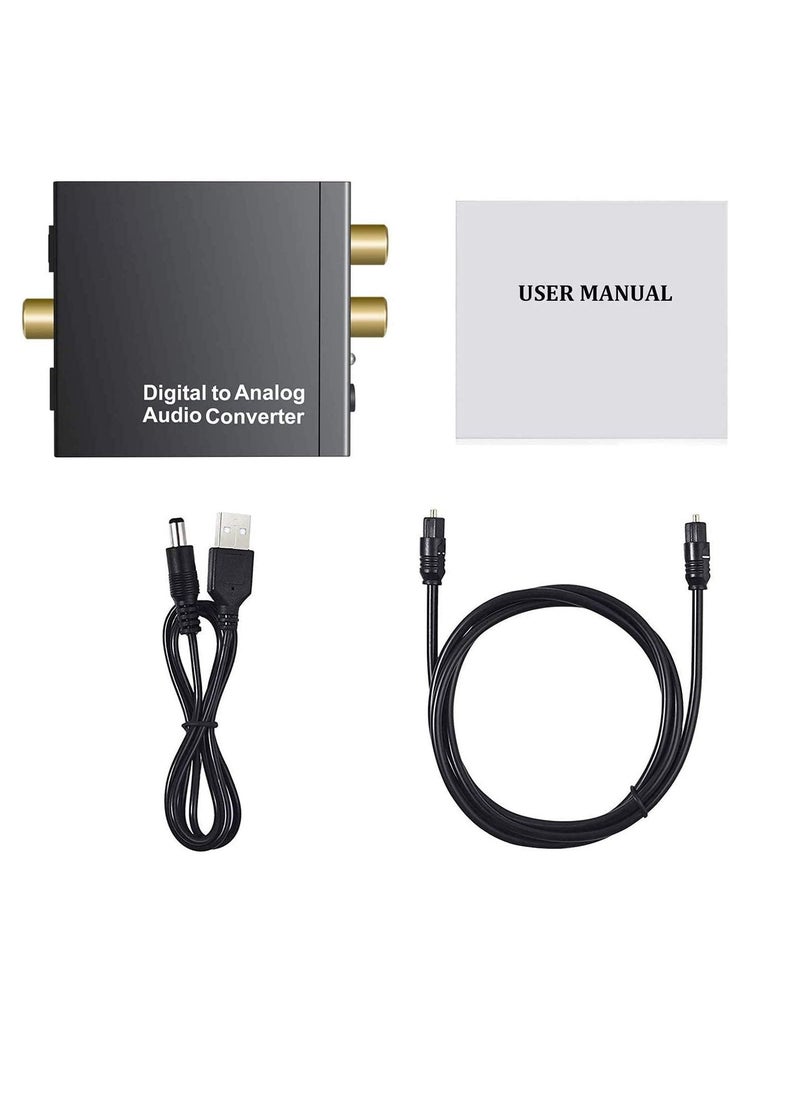 Generic - Digital to Analog Audio Converter SPDIF Optical to Stereo Audio L/R and 3.5mm Jack Box with 3.3ft Toslink Cable for DVD Home Cinema Systems Apple TV - Image 1