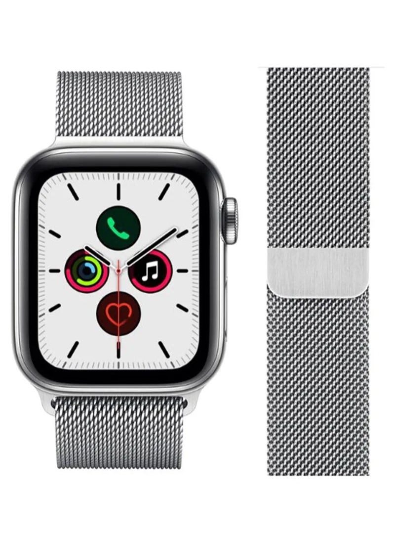 HEXABEX - Apple Watchband Compatible with 42mm(Series 10)/41mm/40mm/38mm Milanese Apple Watch Strap for Apple Watch All Series Silver - Image 1
