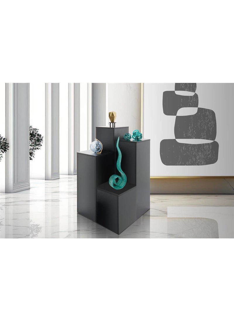 Displays2go Displays2go 30 Tall Floor Standing Pedestal Stand with 125 Square Top Black WDCUBEBLK2  - Image 5