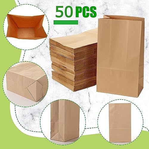 RanGit Bhumi Brown Kraft Paper Lunch Bags - 6.5x11x3.5 in Small, 50pcs - Eco-friendly, Reusable, Fold Top Closure - Image 3