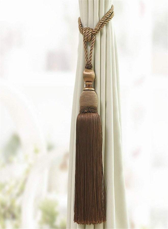 SWTool Selling Wonderful Curtain Holdbacks Curtains Tiebacks Home Decorative Braided Buckle Fastener Accessories Window Drapery Ball Tassels Tiebacks, Set of 2 (Coffee) - Image 4