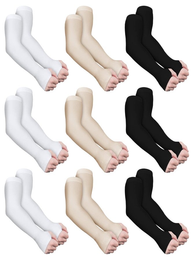 Janmercy 9 Pairs Elder Skin Protector Sleeves Thin Skin Arm Sleeve Bruise Protective from Abrasions Tear Sun Exposure Compression Bruising Arm Protective for Men Women - Image 1