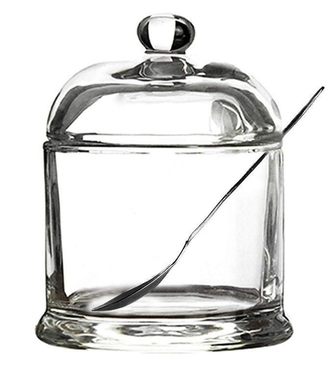 123Arts Glass Sugar Bowl Spice Jar Seasoning Pot with Lid And Stainless Steel Spoon - Image 1