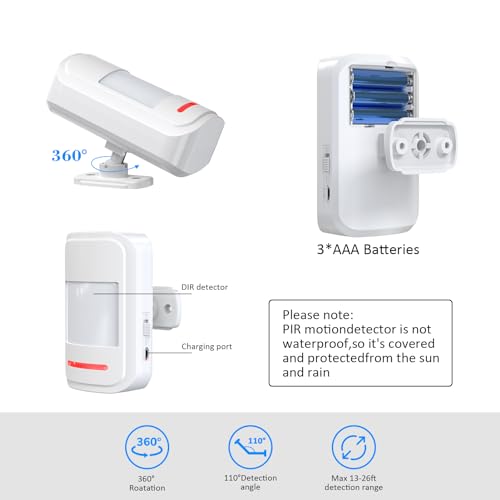 METAK Motion Sensor Door Chime, METAK Wireless Motion Detector Alarm Indoor for Business When Entering/Home Doorway/Store Entrance/Garage Security, Pet/Elderly/Dementia Monitoring Buzzer,PIR Door Entry Bell - Image 2