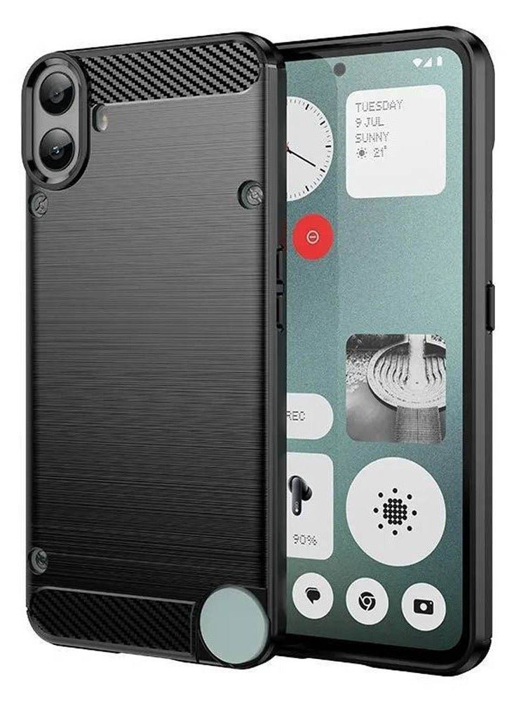 Brushed Carbon Fiber Shockproof Case For Nothing CMF Phone 1 - Black - Image 1