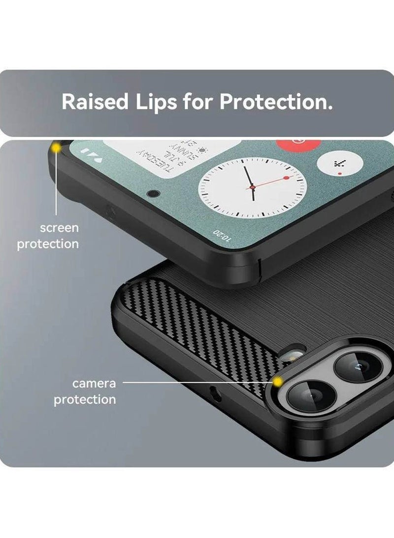 Brushed Carbon Fiber Shockproof Case For Nothing CMF Phone 1 - Black - Image 5