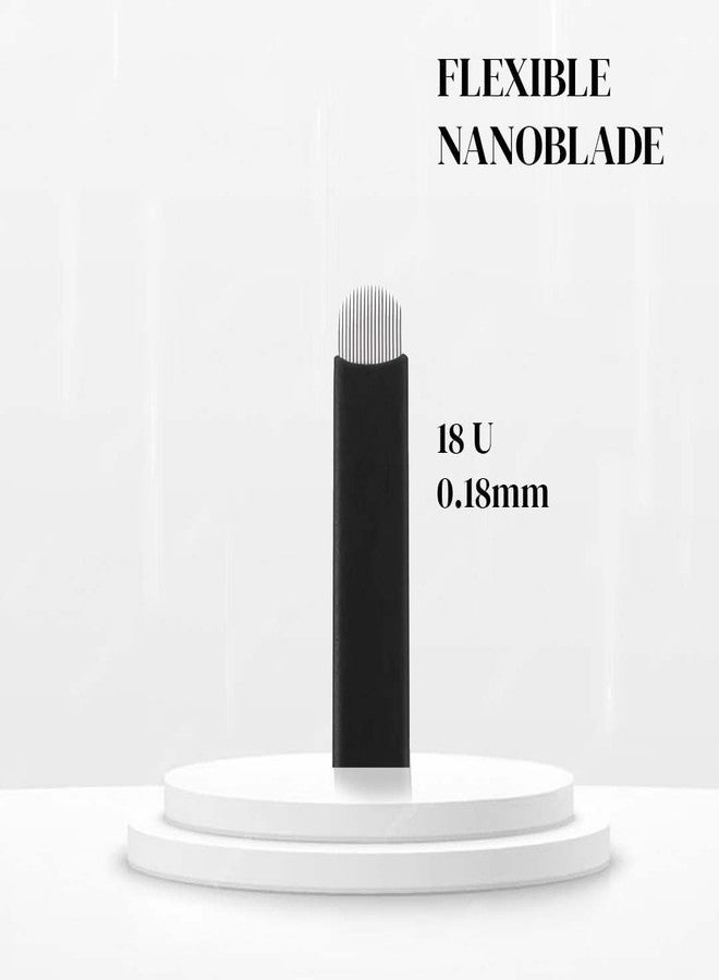 R A Products شفرات مايكروبليدينغ 18U 0.18 مم نانو فليكس للحواجب | شفرات وشم للبالغين من الجنسين | قلم تحديد يدوي | مكياج دائم لتشكيل الحواجب | معبأة بشكل فردي في عبوة معقمة (20 قطعة) - Image 2