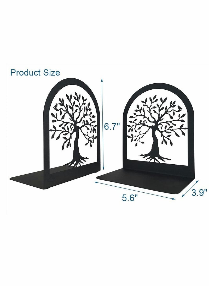 SYOSI Bookends, Heavy Duty Metal Bookends, Black Book Support, for Shelves, Anti Scratch, Non-Skid School Library Book Organizer, for Student Gift,1 Pair - Image 4