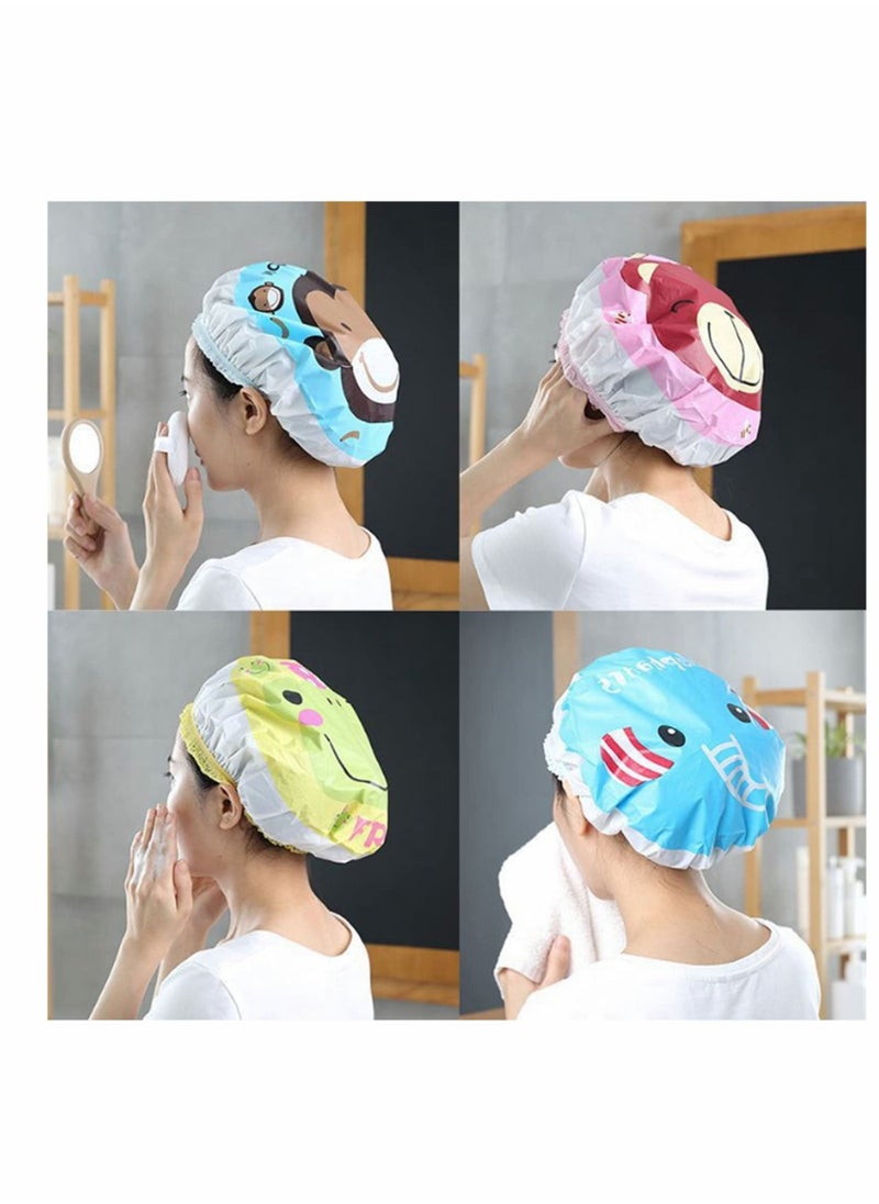 Y&D Cartoon Shower Cap, Waterproof PVC Cap for Adults and Children, Multicolor Mixed, Reusable 5 Pieces  - Image 5