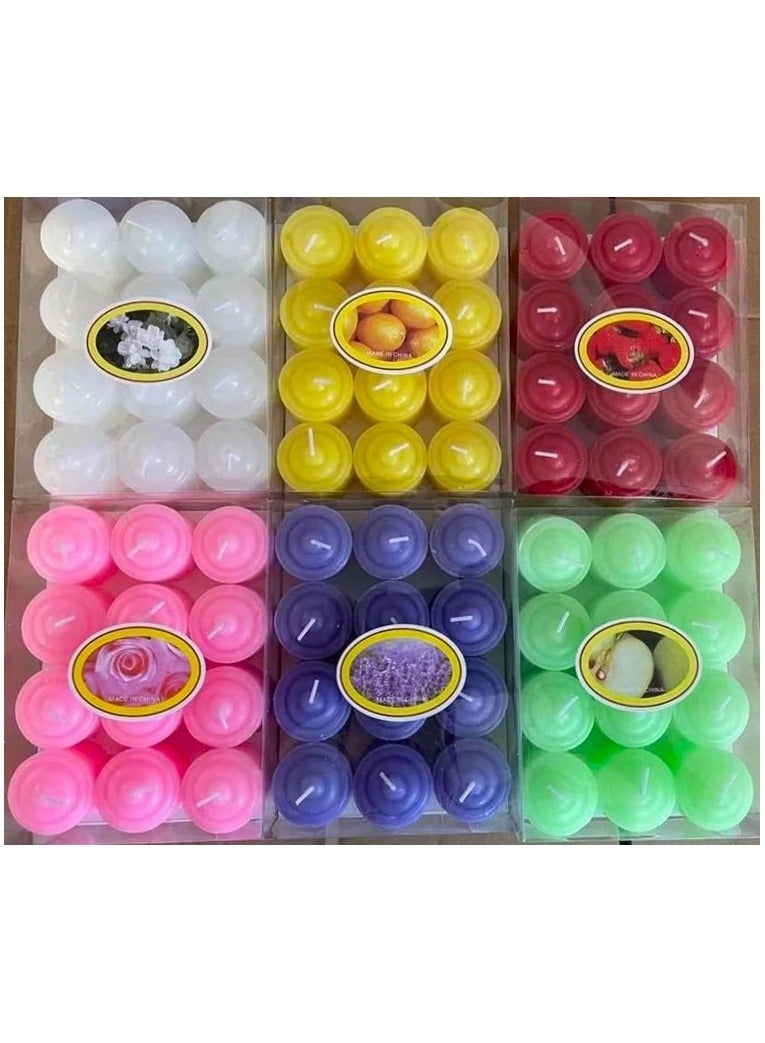 Boxwoods Multicolor 72 Pieces Scented Votive Candle Set For Wedding Anniversary And Birthday Party Decoration - Image 1