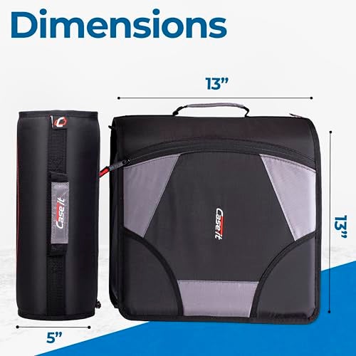 Case it Case-it King Sized Zip Tab School Zipper Binder | 4-Inch D-Rings, 800 Sheet Capacity, 5-Subject Expanding File Folder, Multiple Pockets & Storage Organizer, Shoulder Strap | D-186 Jet Black - Image 2