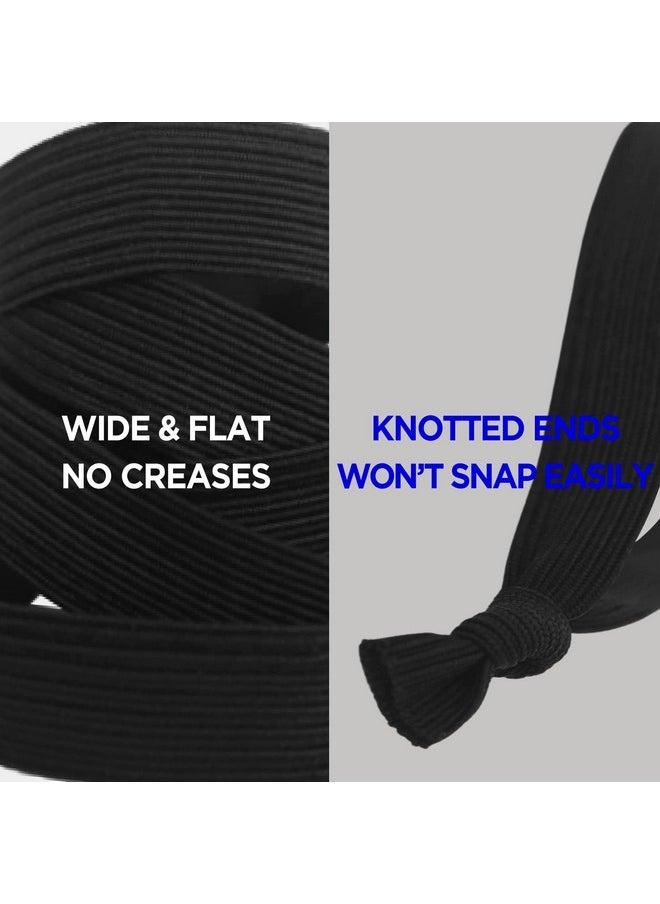 HAVHAF - Knotted Mens Hair Ties For Men 5 Pcs (Wide, Black) - No Damage Crease Breakage Men With Long Hair | For Buns Curly Thick Elastic Hair Ties For Guys | Perfect Hairtie For Men - Image 1