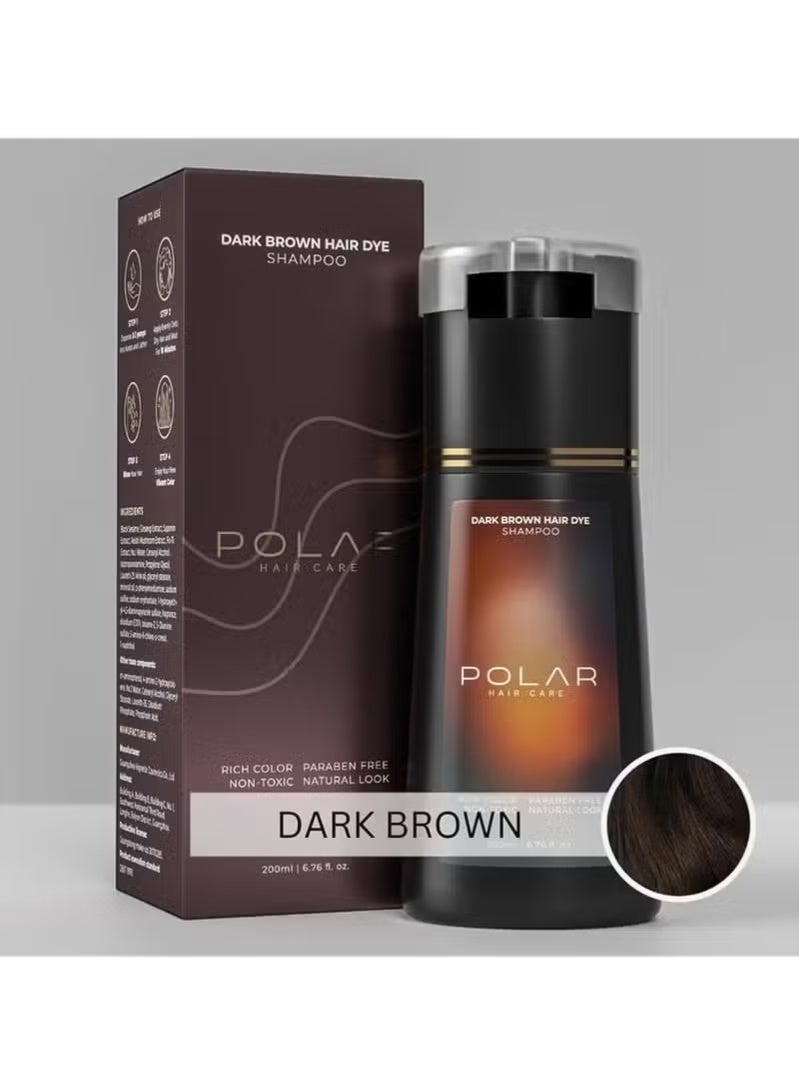 بولار Hair Care Shampoo, Polar Hair Care Instant Dye Shampoo, Polar Hair Care Dye Shampoo (Dark Brown) - Image 2