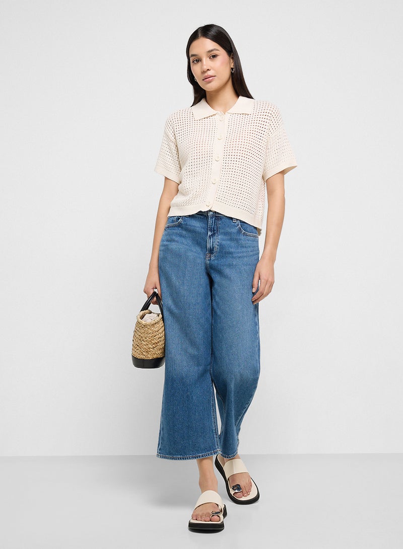 American Eagle AE Short-Sleeve Collared Cardigan  - Image 4