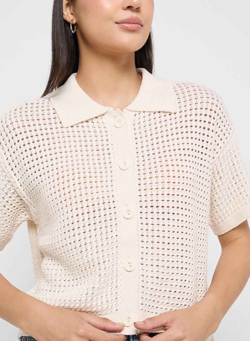 American Eagle AE Short-Sleeve Collared Cardigan  - Image 3