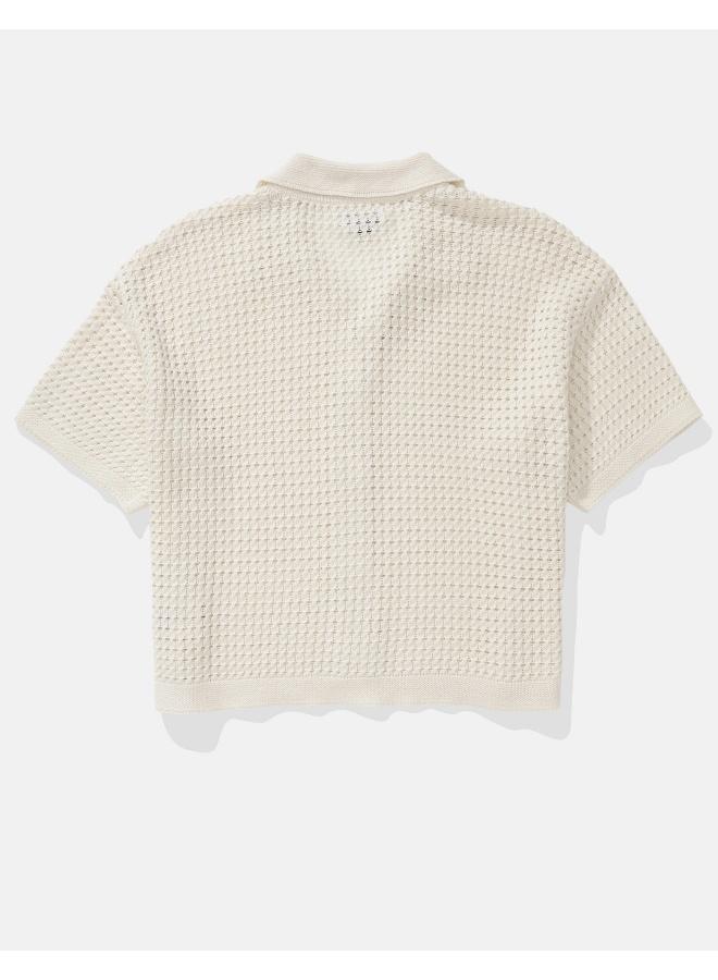 American Eagle AE Short-Sleeve Collared Cardigan  - Image 2