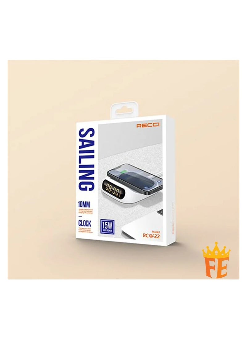 Recci - Recci 15W Wireless Charger with digital clock display White RCW-22 - Image 1