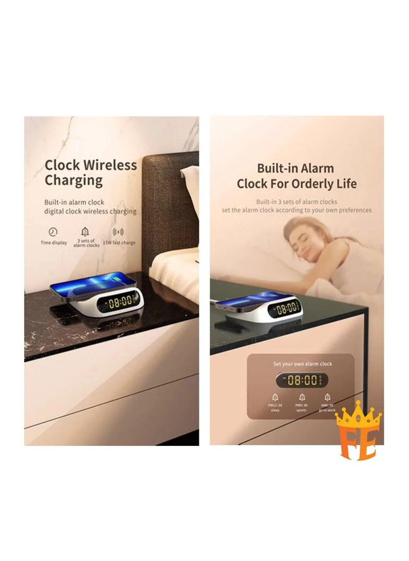 Recci - Recci 15W Wireless Charger with digital clock display White RCW-22 - Image 1