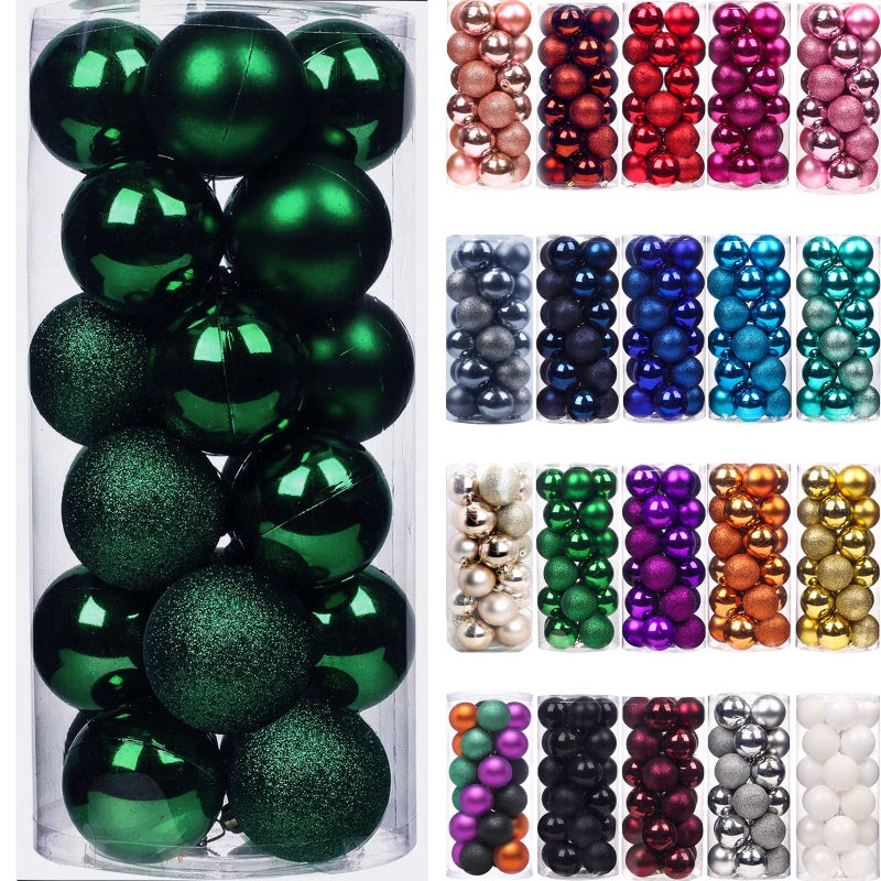 Emopeak Christmas Balls Ornaments for Xmas Christmas Tree - Shatterproof Christmas Tree Decorations Hanging Ball for Holiday Wedding Party Decoration (Dark Green  1.2""-3.1CM) - Image 1