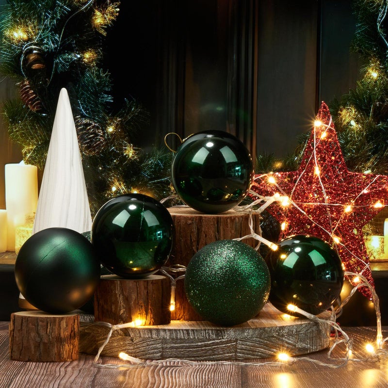Emopeak Christmas Balls Ornaments for Xmas Christmas Tree - Shatterproof Christmas Tree Decorations Hanging Ball for Holiday Wedding Party Decoration (Dark Green  1.2""-3.1CM) - Image 2