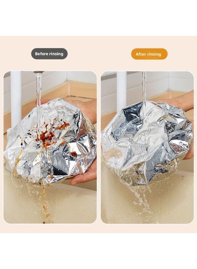 SYOSI 50 Pcs Reusable Aluminum Foil Bowl Covers with Elastic, Aluminum Foil Film Insulation Cover, Elastic Food Storage Covers Stretchable Dish Lids for Sourdough Baking Bread Outdoor Picnic - Image 5