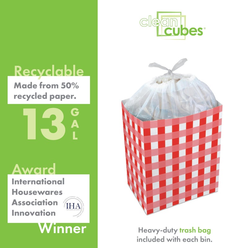 Clean Cubes 13 Gallon Disposable Pop-Up Trash Cans (3-Pack) with Fitted Bags â€“ Foldable Garbage & Recycling Bins for Parties, Events & Kitchen (Picnic, 17" H x 13.5" W x 10" D) - Image 4