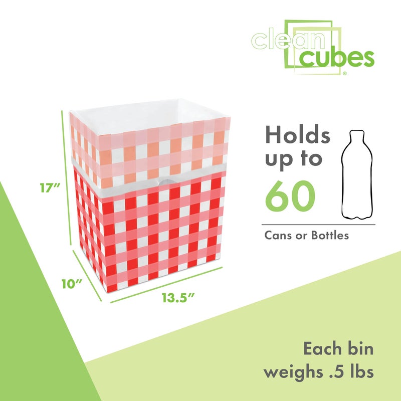 Clean Cubes 13 Gallon Disposable Pop-Up Trash Cans (3-Pack) with Fitted Bags â€“ Foldable Garbage & Recycling Bins for Parties, Events & Kitchen (Picnic, 17" H x 13.5" W x 10" D) - Image 3