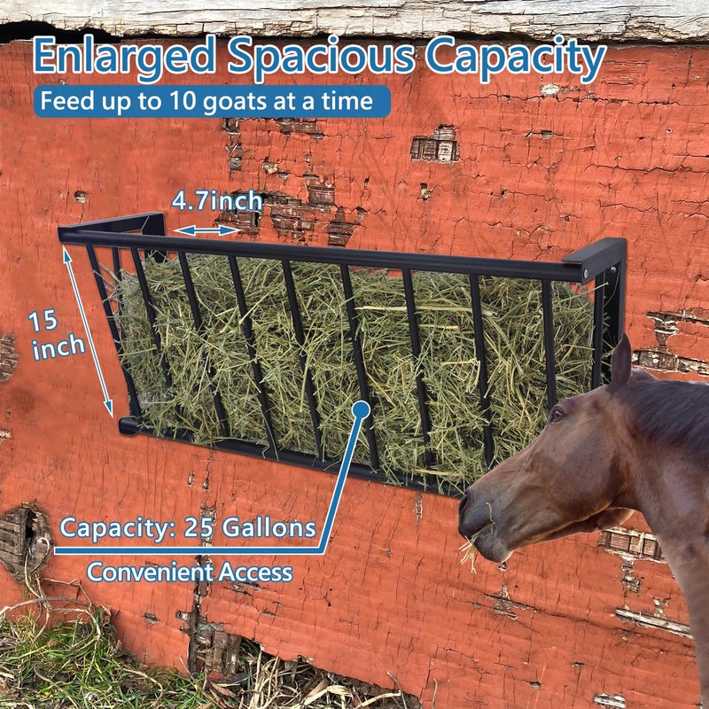 BUYYAH Wall Mount Hay Rack, 40'' Long Livestock Hay Feeder with 25 Gallon Capacity, Carbon Steel Hay Feeder for Sheep, Goats, Horses, Indoor Outdoor Uses - Image 3
