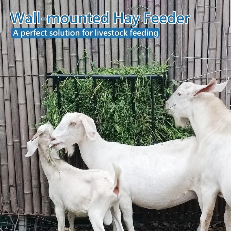 BUYYAH Wall Mount Hay Rack, 40'' Long Livestock Hay Feeder with 25 Gallon Capacity, Carbon Steel Hay Feeder for Sheep, Goats, Horses, Indoor Outdoor Uses - Image 2