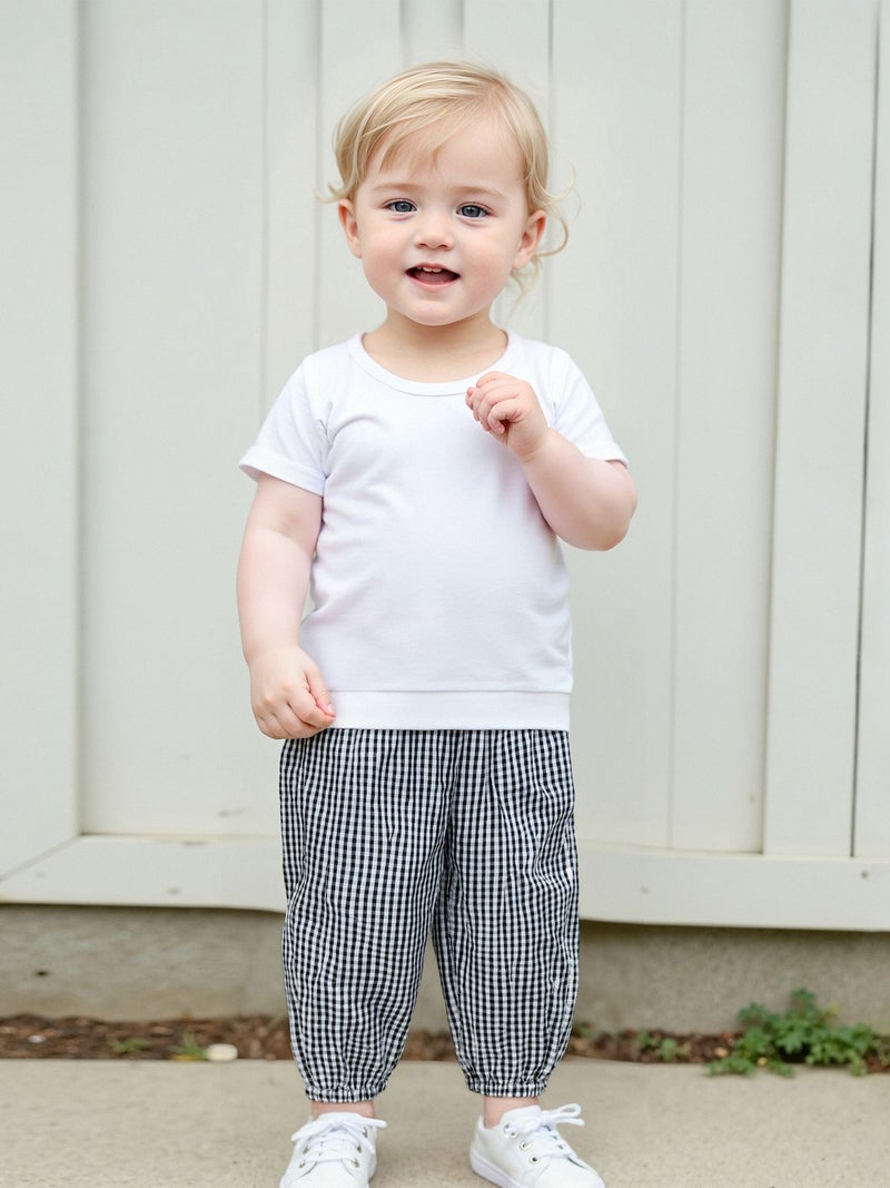 Kids Girls Boys Jogger Pants Loose Plaid Print Elastic Waist Trousers Casual Bottoms for Toddler Newborn Infant - Image 5