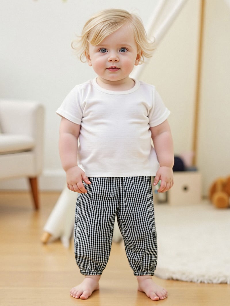 Kids Girls Boys Jogger Pants Loose Plaid Print Elastic Waist Trousers Casual Bottoms for Toddler Newborn Infant - Image 2
