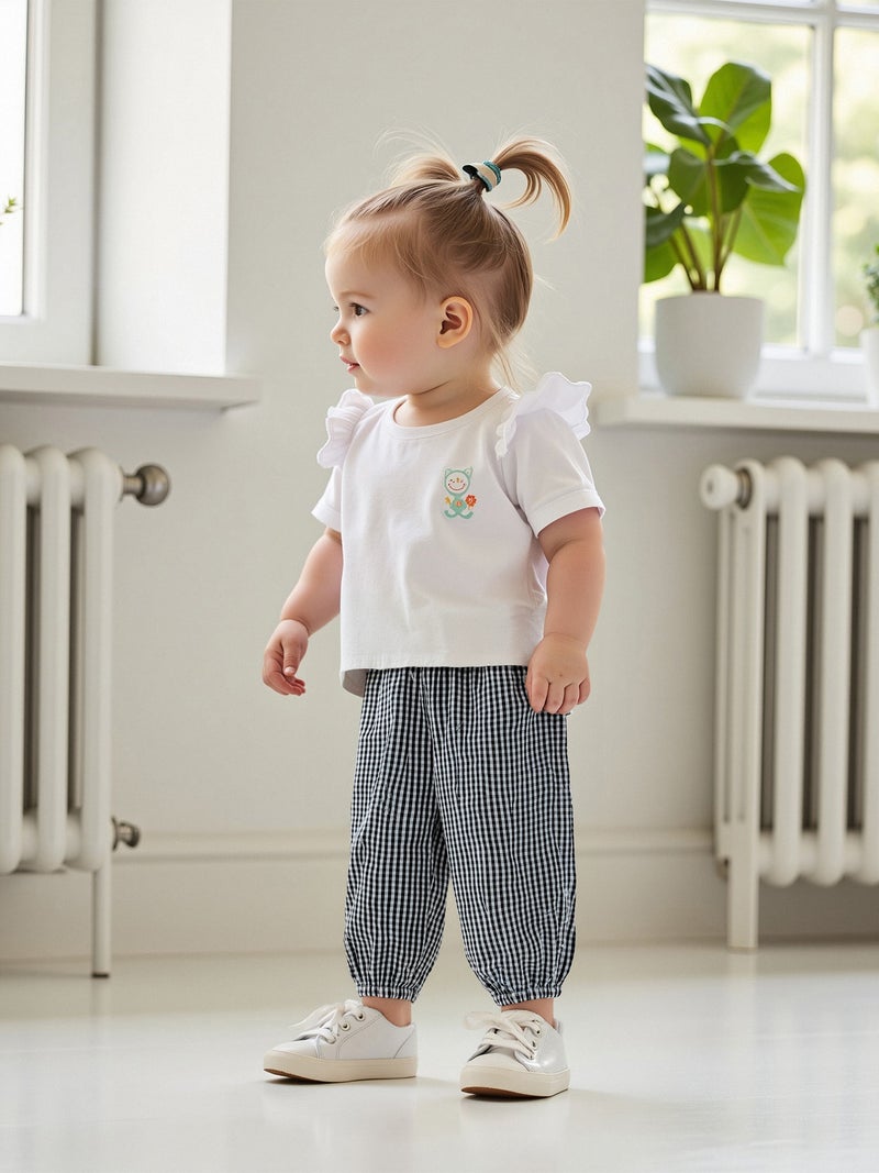 Kids Girls Boys Jogger Pants Loose Plaid Print Elastic Waist Trousers Casual Bottoms for Toddler Newborn Infant - Image 3