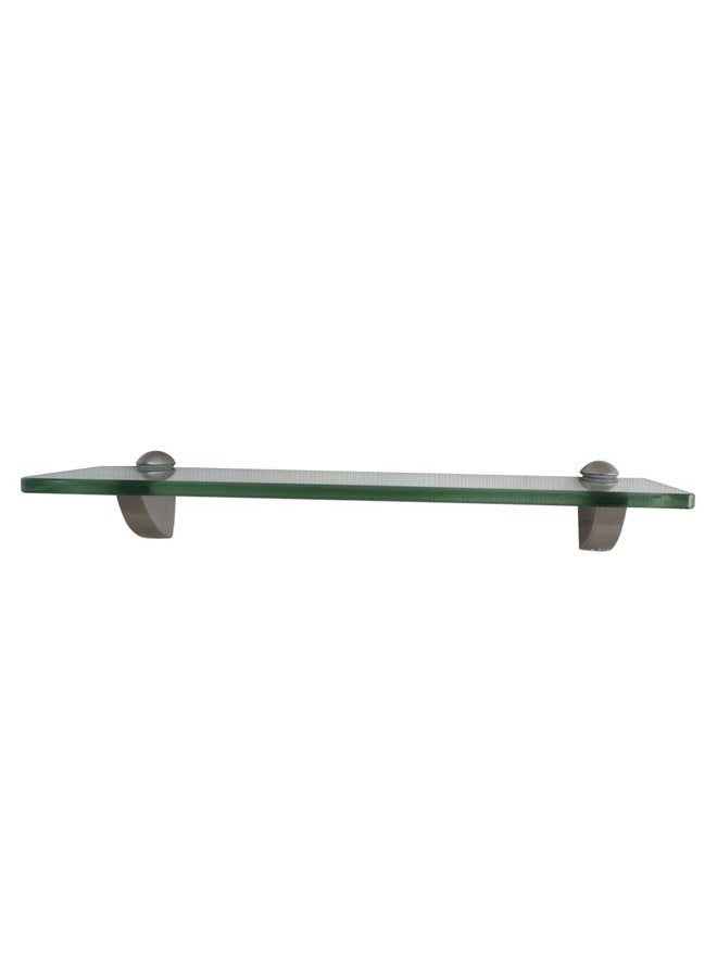 XVL 14 Inch Bathroom Glass Shelf Brushed Nickel - Image 1