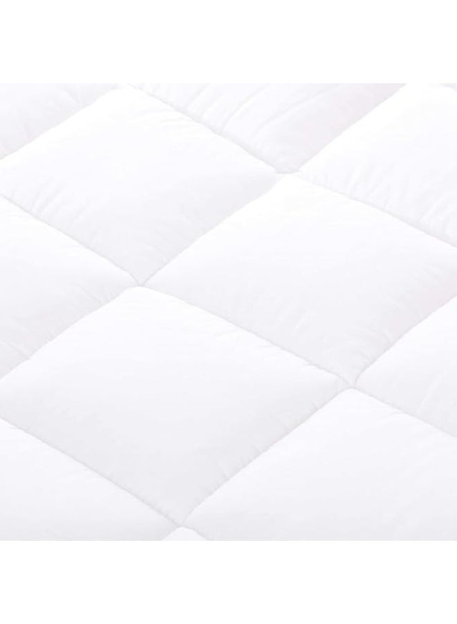 Harmony Home Down-Alternative Mattress Topper Pad – Soft & Fluffy Hypoallergenic Fiber Comfort Layer | Double Size (120x200 cm) – White - Image 4