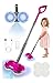 BLAXTEM Kids Electric Spray Spin Mop Toy Rechargeable Cordless Electric Mop WWater Sprayer LED Headlight for Children Ages 3 4 5 6 Boys Girls Cleaning Toy for Pretend Play Rose Red - Image 2