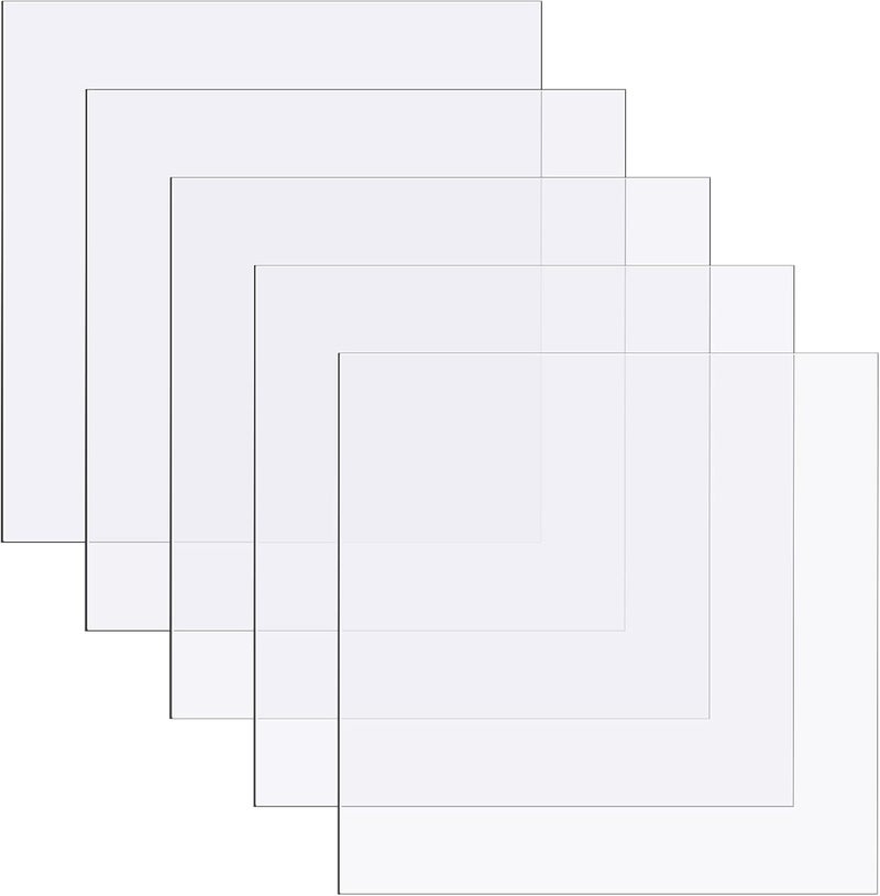 Zonon 5 Pcs Clear Polycarbonate Sheets 12 x 12 x 0.125 Inch Thin Plastic Sheet Resistant Plastic Panel Polycarbonate Board with Protective Paper for DIY Document Picture Frames Easy to Cut Bend Mold - Image 1