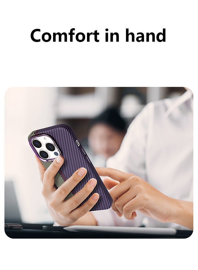 TEAM LUXURY غطاء آيفون 15 برو ماكس من ألياف الكربون، نحيف ومضاد للصدمات ومقاوم للعرق، خفيف الوزن (أسود) - Image 4