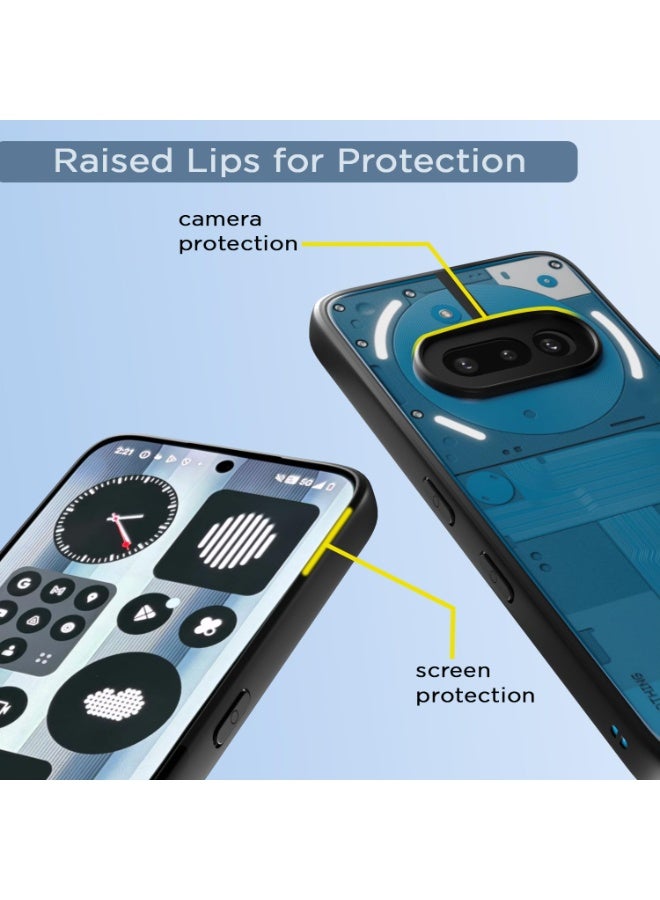 غطاء حماية شفاف مقاوم للصدمات وغير قابل للاصفرار مع حماية للكاميرا لهاتف Nothing Phone 3A (أسود) - Image 4