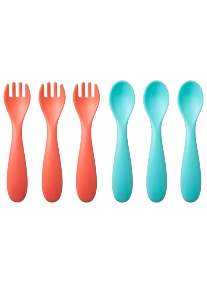 Nuby Brights Cutlery Set, Toddler Fork and Spoon Set with Easy Grip Handles, Self Feeding Utensils for Weaning and Mealtime, Assorted - Image 3