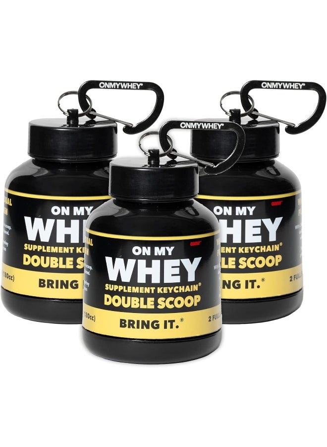 ONMYWHEY Protein Powder Container To Go - Travel Water Bottle Funnel For Mixes, Portable Pre Workout Supplement Containers & Dispenser Funnels, Mini Preworkout Supplements Holder Keychain Bottles  - Image 1