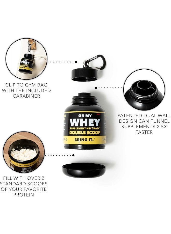 ONMYWHEY Protein Powder Container To Go - Travel Water Bottle Funnel For Mixes, Portable Pre Workout Supplement Containers & Dispenser Funnels, Mini Preworkout Supplements Holder Keychain Bottles  - Image 2